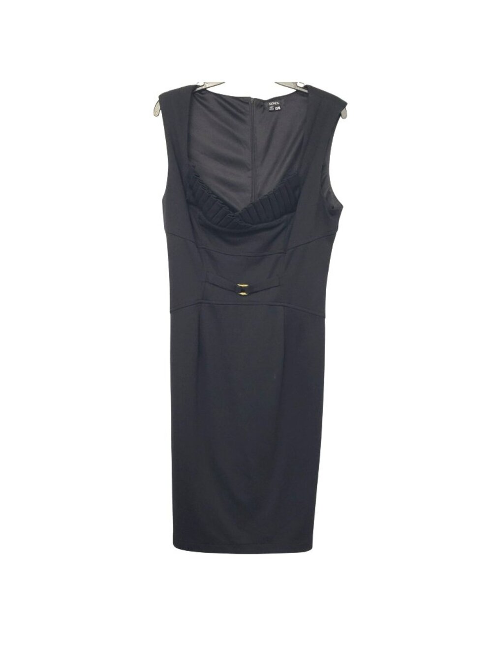 XOXO Black Wiggle Dress Y2K Bodycon Sleeveless Midi Dress Office Siren 13/14